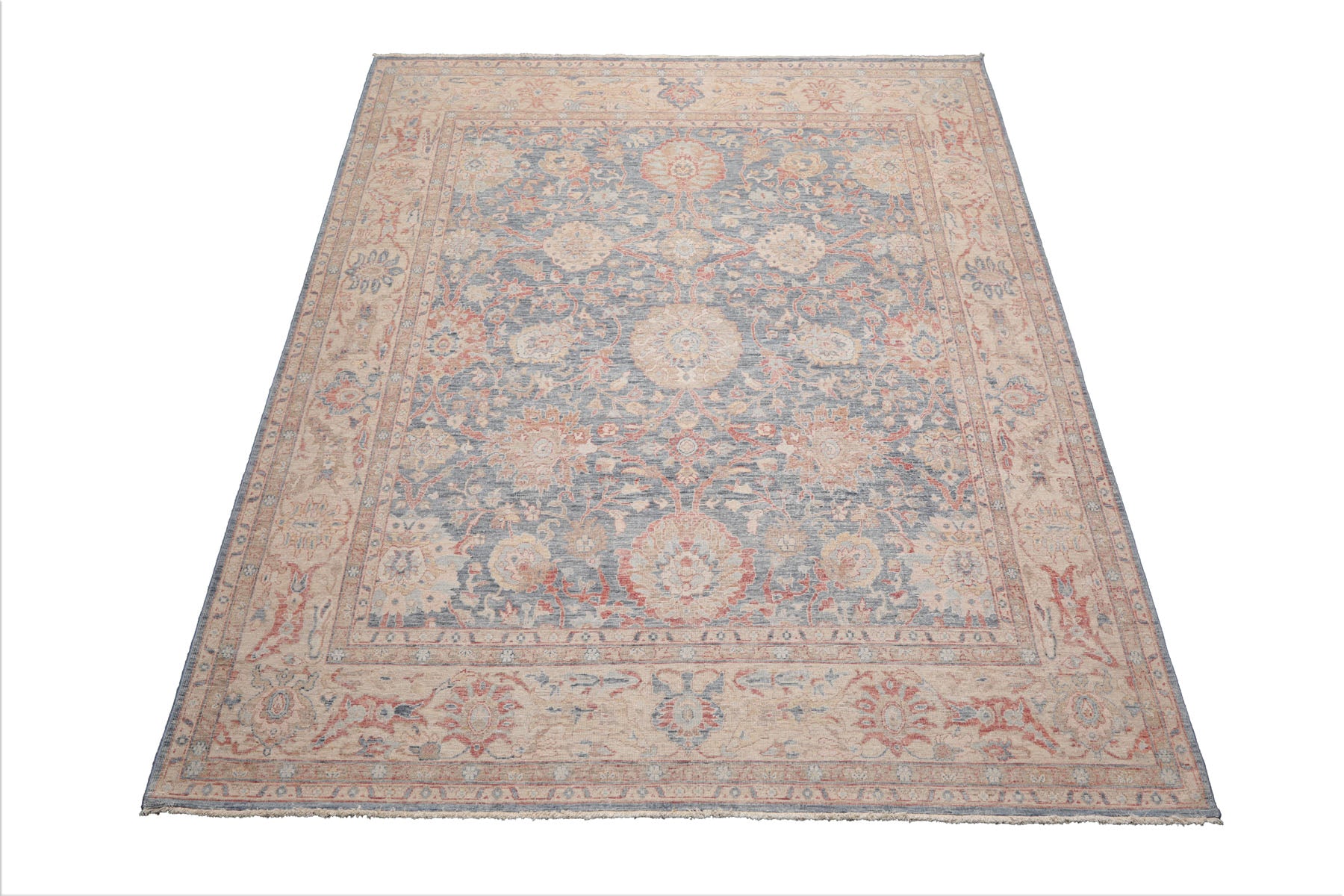 8x10 Slate, Beige, Tan Color Hand Knotted Distressed Wool Traditional Oriental Rug