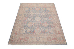 8x10 Slate, Beige, Tan Color Hand Knotted Distressed Wool Traditional Oriental Rug