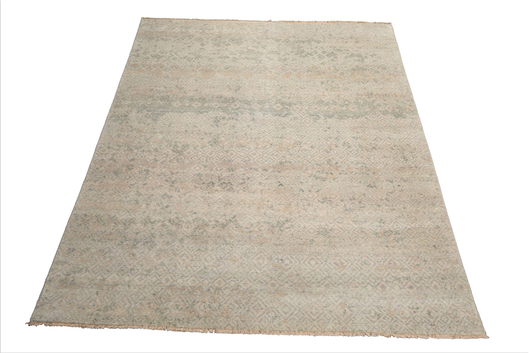 8x10 Gray, Beige, Green Color Hand Knotted Afghan Oushak Wool Traditional Oriental Rug