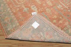8x10 Orange, Sage, Gold Color Hand Knotted Distressed Wool Traditional Oriental Rug