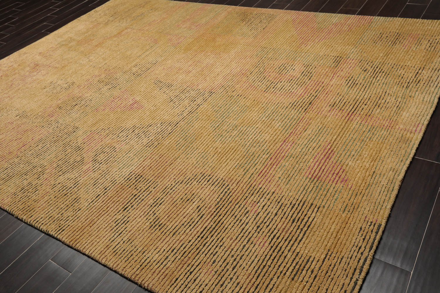 8x10 Tan, Gold, Rust Color Hand Knotted All-Over 100% Wool Contemporary Oriental Rug