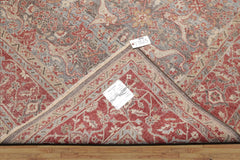 8x10 Gray, Coral, Beige Color Hand Knotted Distressed Wool Traditional Oriental Rug