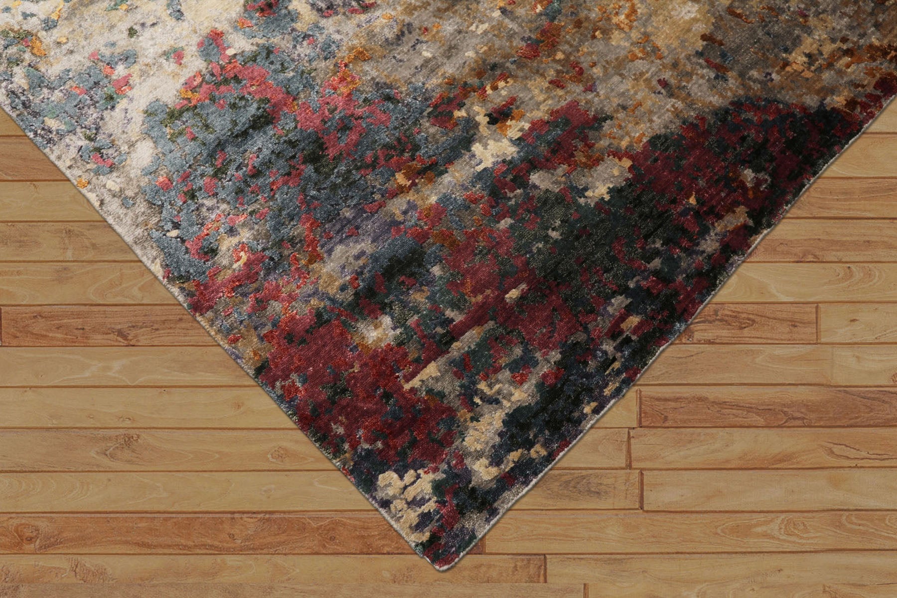 6x9 Gray, Lavender, Plum Color Hand Knotted Sherpa Bamboo Silk Modern Oriental Rug