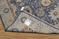9x12 Blue, Gray, Beige Color Hand Knotted Distressed Wool Traditional Oriental Rug