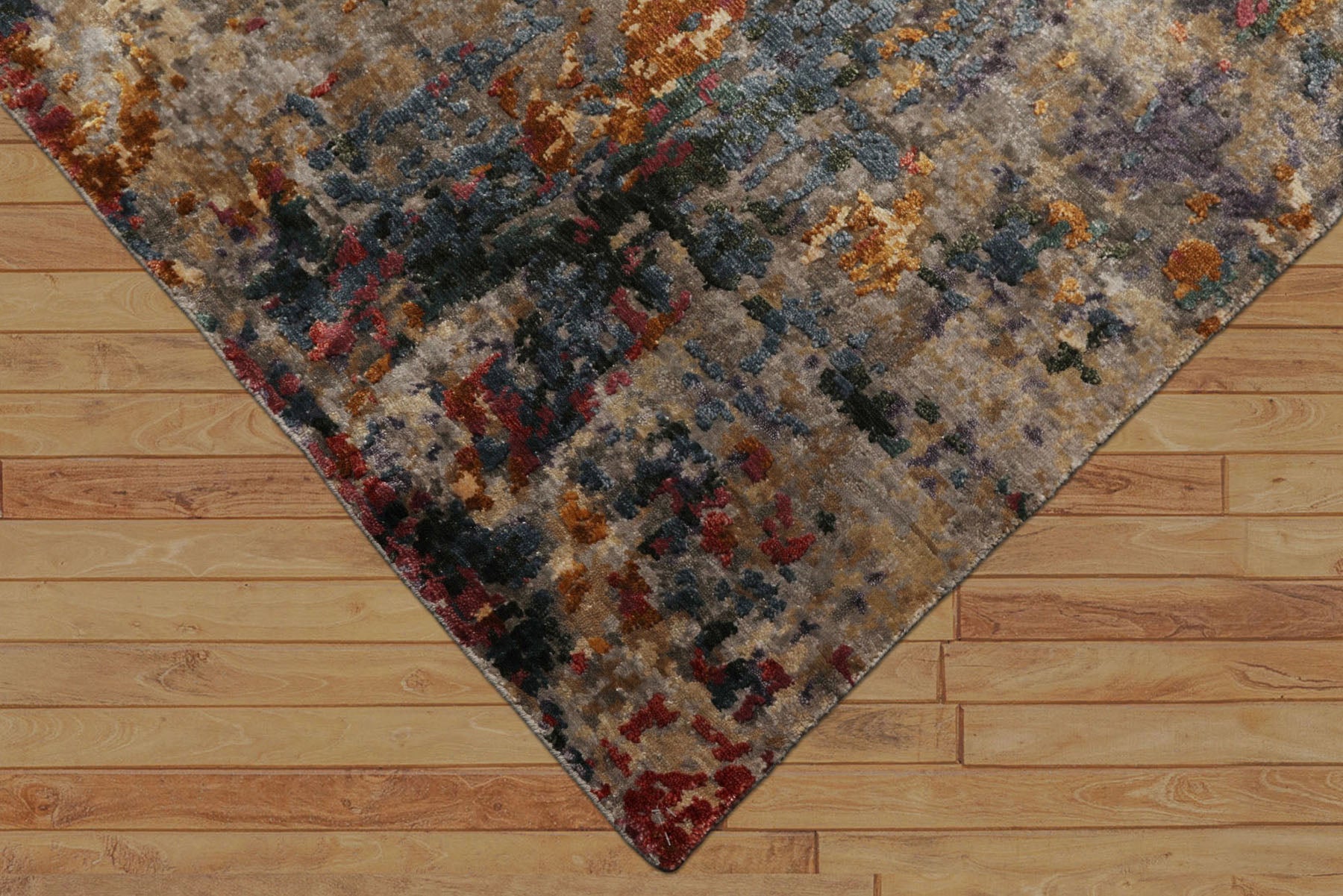 6x9 Gray, Lavender, Plum Color Hand Knotted Sherpa Bamboo Silk Modern Oriental Rug