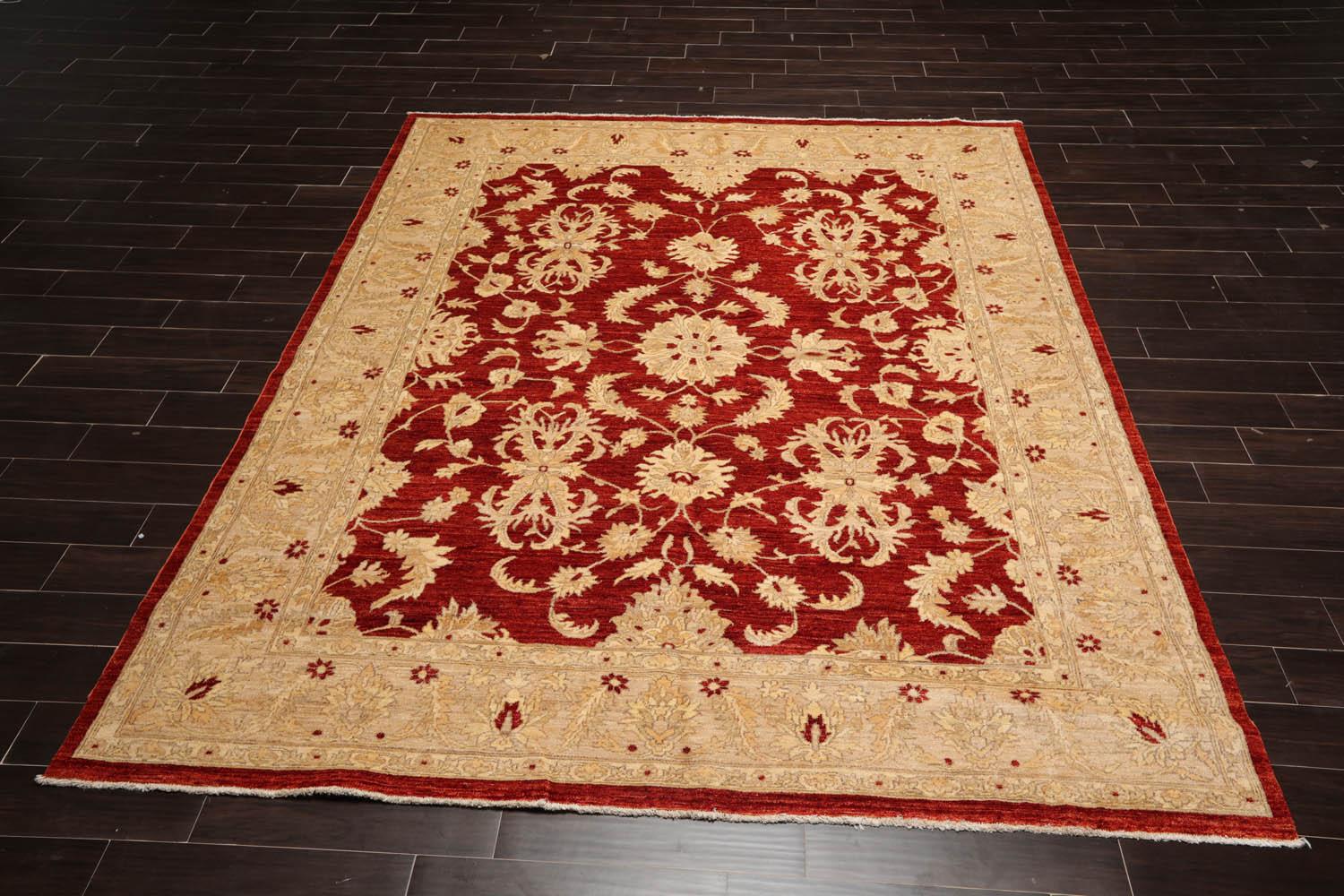 8x10 Rust, Tan, Light Gold Color Hand Knotted All-Over 100% Wool Traditional Oriental Rug