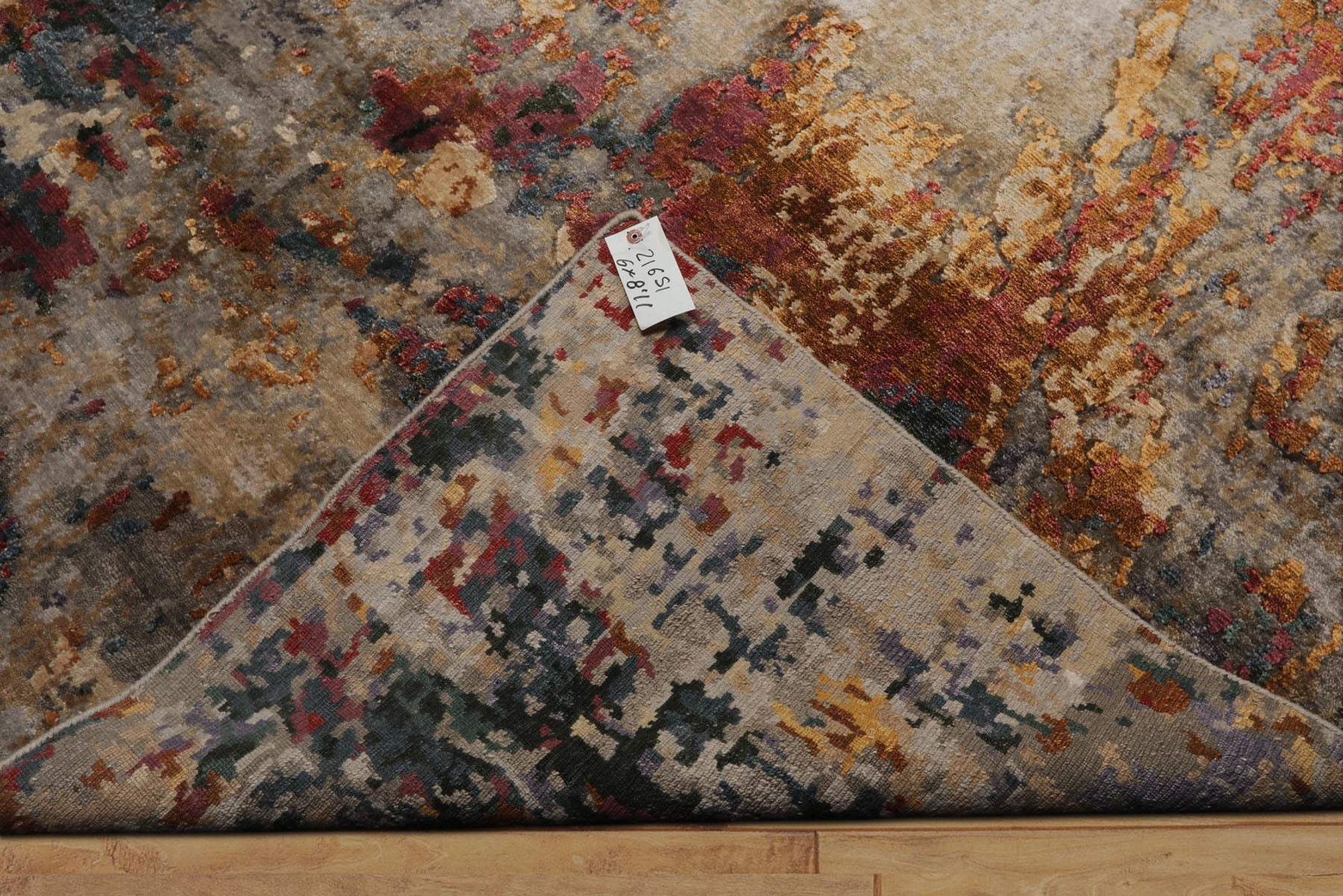 6x9 Gray, Lavender, Plum Color Hand Knotted Sherpa Bamboo Silk Modern Oriental Rug