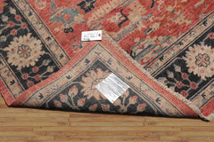 8x10 Coral, Charcoal, Beige Color Hand Knotted Distressed Wool Traditional Oriental Rug