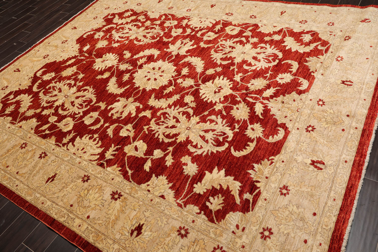 8x10 Rust, Tan, Light Gold Color Hand Knotted All-Over 100% Wool Traditional Oriental Rug