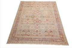 8x10 Gray, Rust, Celadon Color Hand Knotted Distressed Wool Traditional Oriental Rug