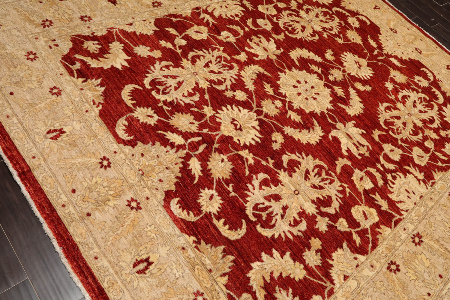 8x10 Rust, Tan, Light Gold Color Hand Knotted All-Over 100% Wool Traditional Oriental Rug
