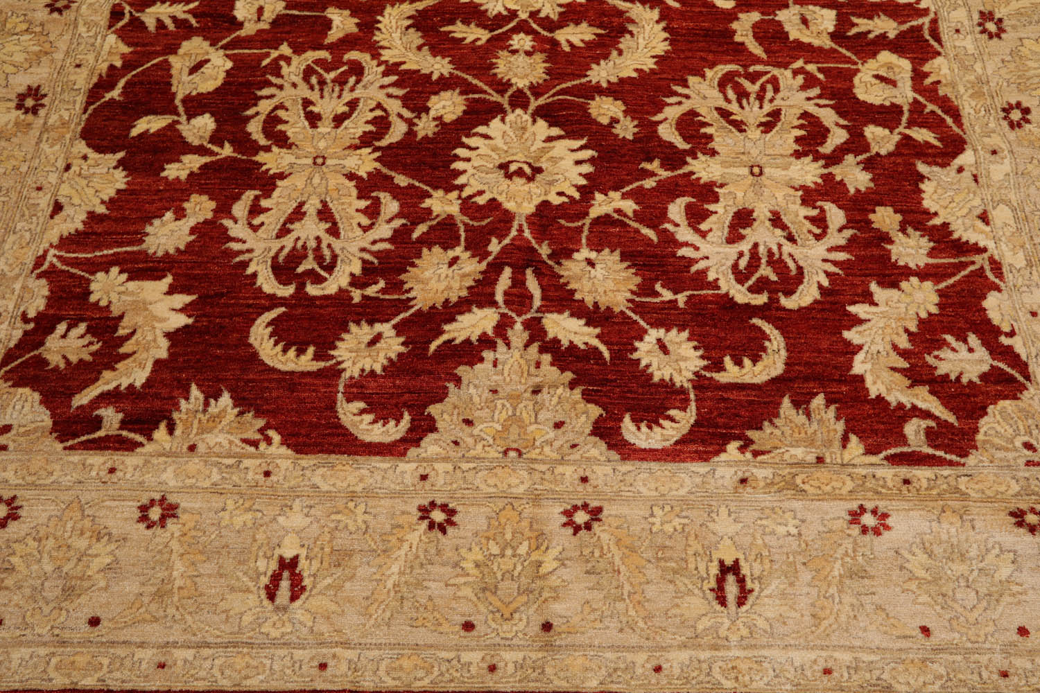8x10 Rust, Tan, Light Gold Color Hand Knotted All-Over 100% Wool Traditional Oriental Rug