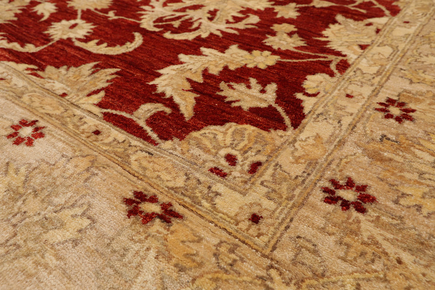8x10 Rust, Tan, Light Gold Color Hand Knotted All-Over 100% Wool Traditional Oriental Rug