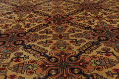 6x9 Tan, Light Gold, Salmon Color Hand Knotted All-Over 100% Wool Traditional Oriental Rug