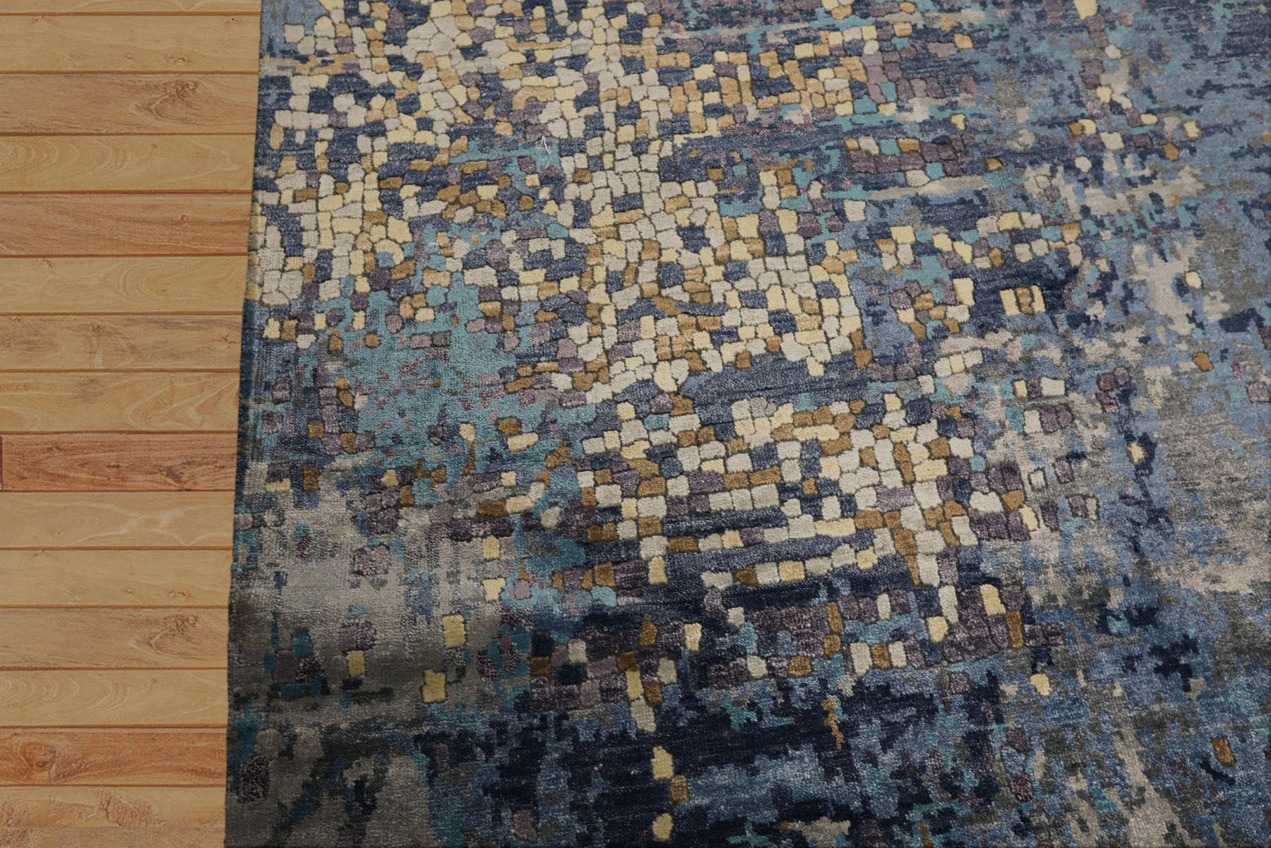6x9 Turquoise, Lavender, Beige Color Hand Knotted Sherpa Bamboo Silk Modern Oriental Rug