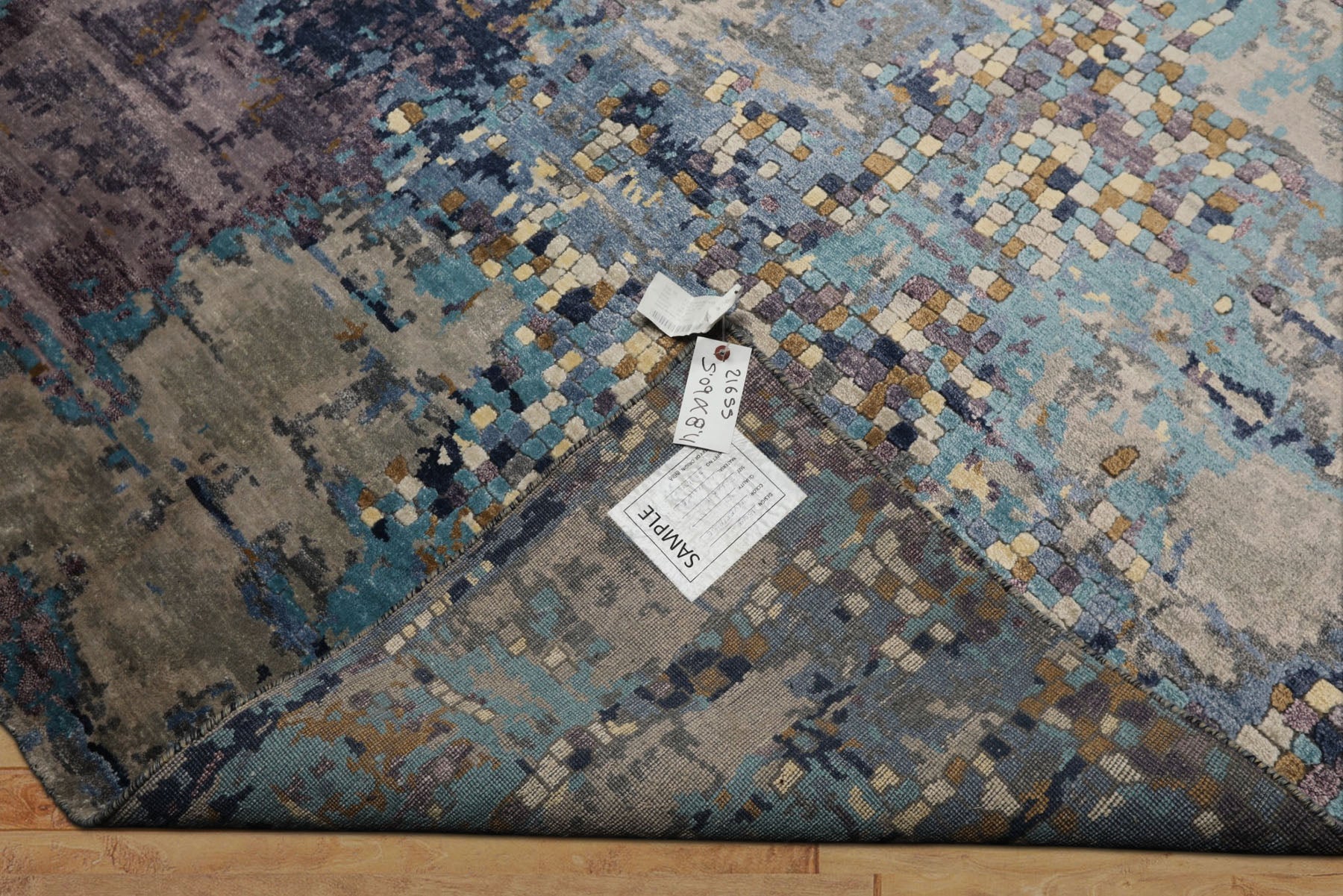 6x9 Turquoise, Lavender, Beige Color Hand Knotted Sherpa Bamboo Silk Modern Oriental Rug