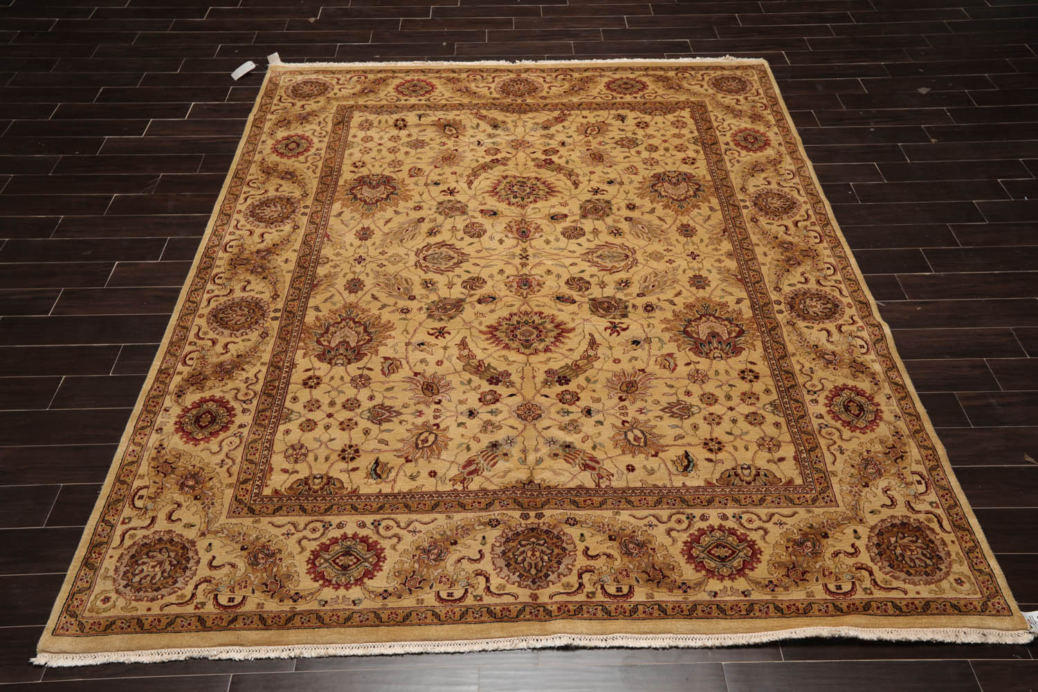 8x10 Gold, Tan, Rust Color Hand Knotted All-Over 100% Wool Traditional Oriental Rug