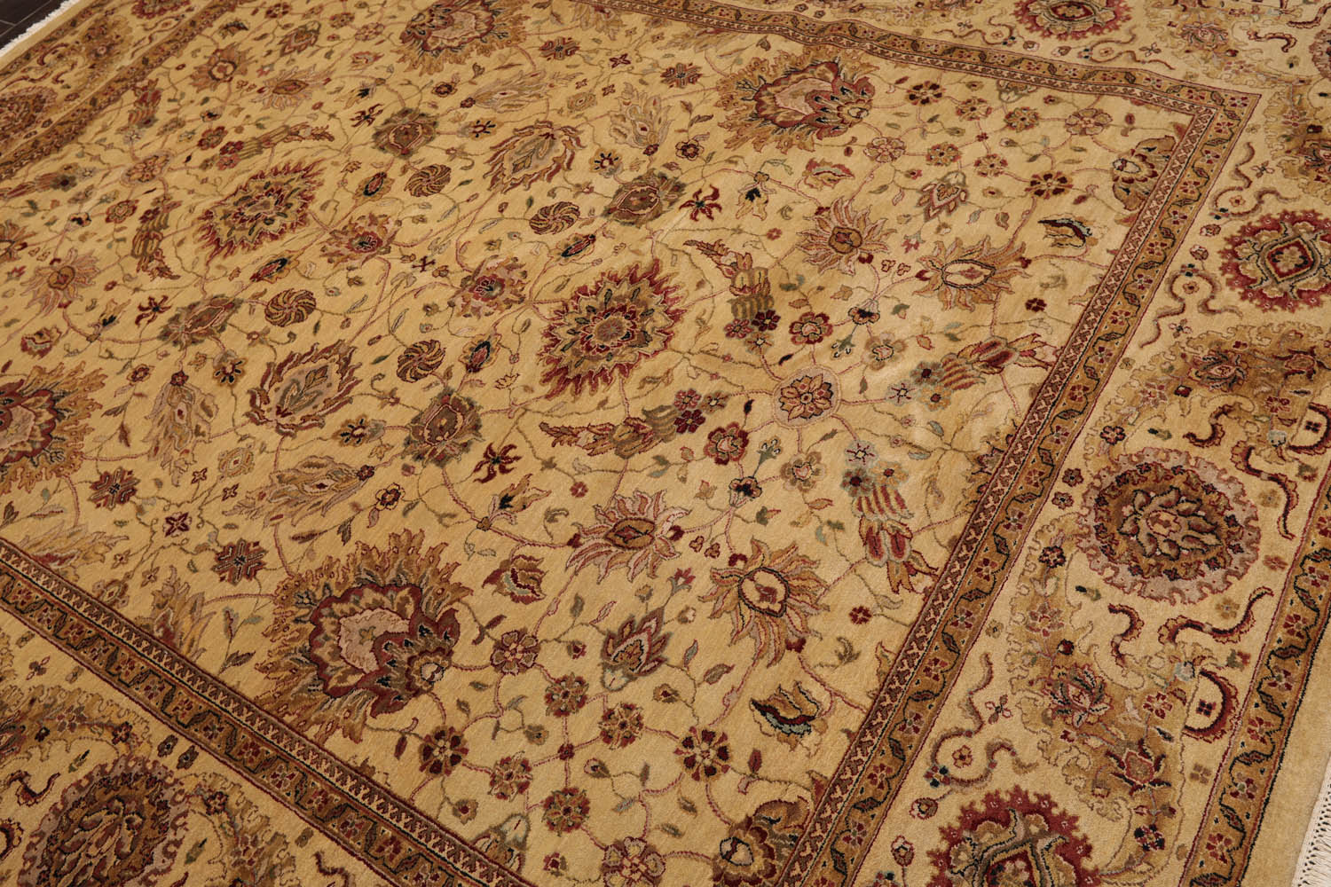 8x10 Gold, Tan, Rust Color Hand Knotted All-Over 100% Wool Traditional Oriental Rug