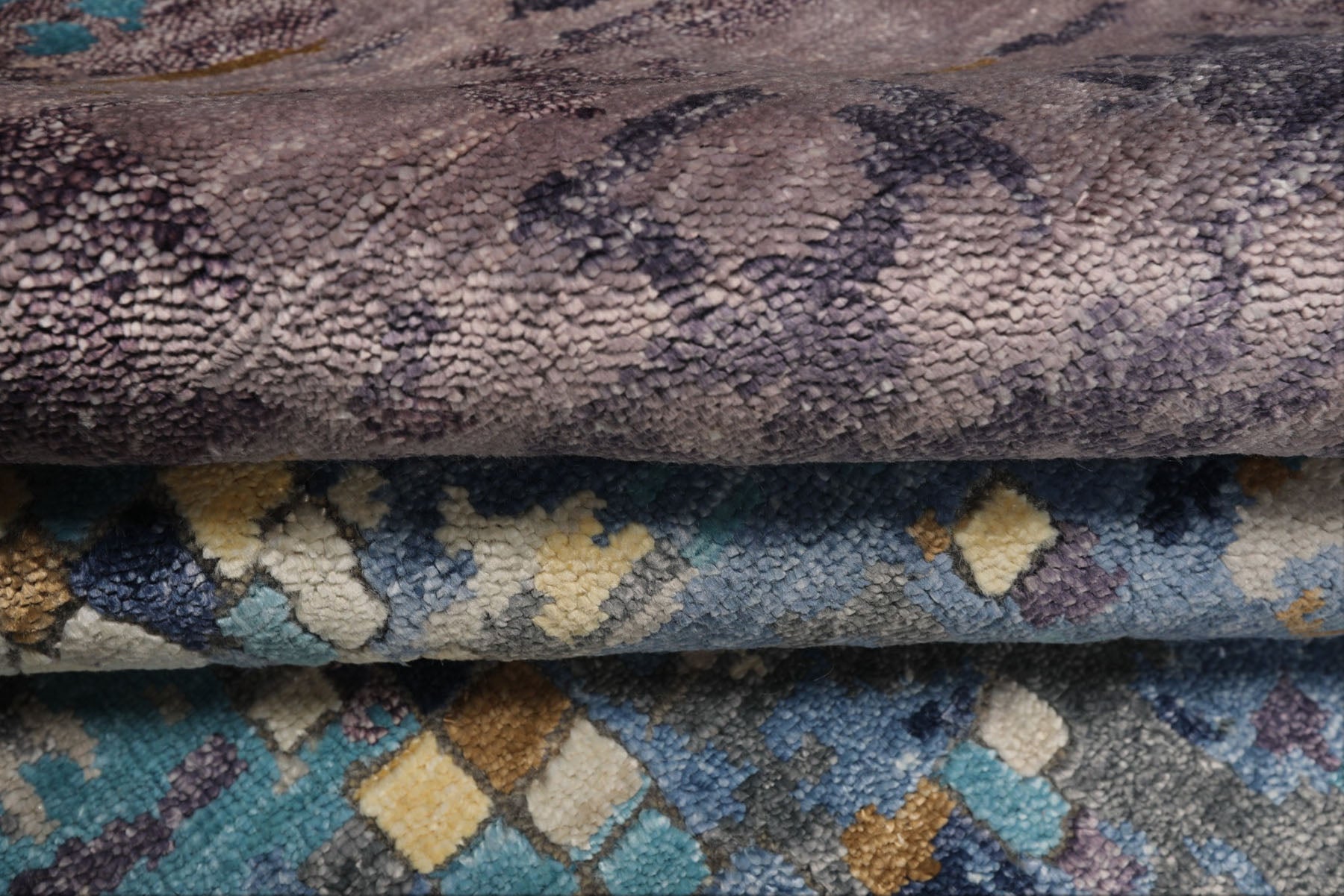 6x9 Turquoise, Lavender, Beige Color Hand Knotted Sherpa Bamboo Silk Modern Oriental Rug