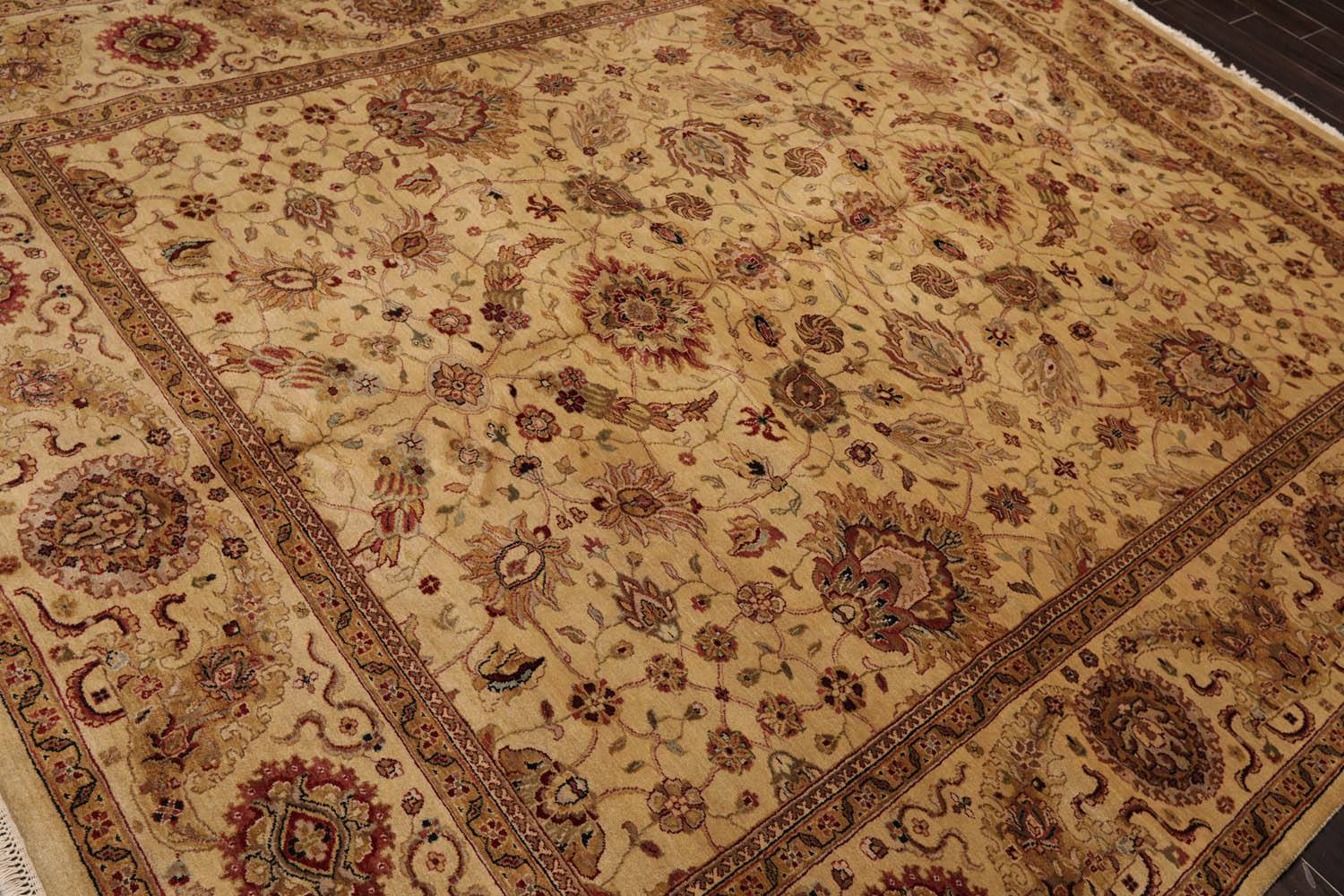 8x10 Gold, Tan, Rust Color Hand Knotted All-Over 100% Wool Traditional Oriental Rug