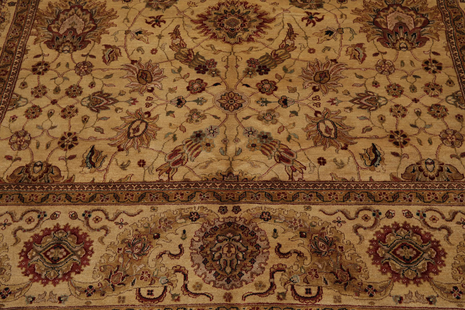 8x10 Gold, Tan, Rust Color Hand Knotted All-Over 100% Wool Traditional Oriental Rug