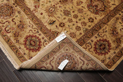 8x10 Gold, Tan, Rust Color Hand Knotted All-Over 100% Wool Traditional Oriental Rug