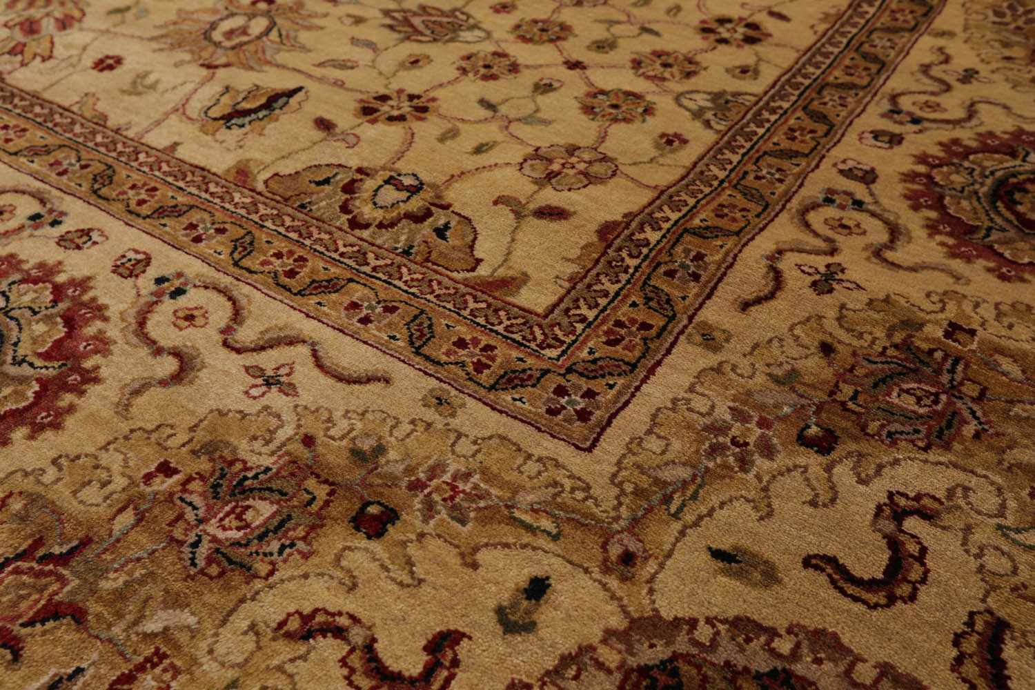 8x10 Gold, Tan, Rust Color Hand Knotted All-Over 100% Wool Traditional Oriental Rug