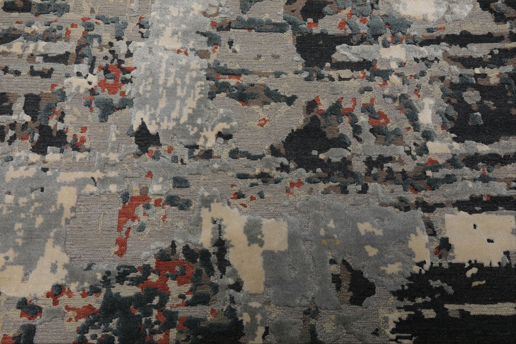 6x9 Gray, Charcoal, Rust Color Hand Knotted Sherpa Wool Modern Oriental Rug
