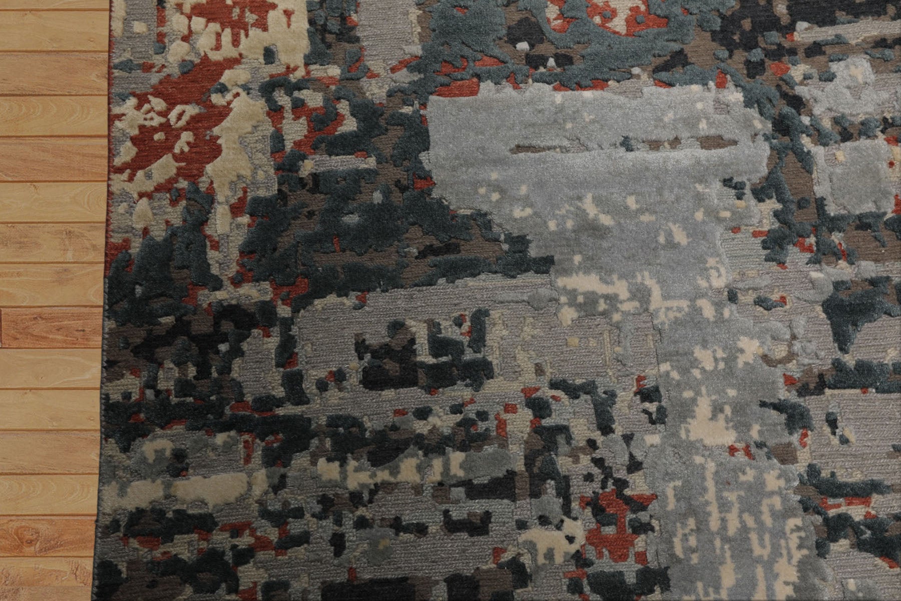 6x9 Gray, Charcoal, Rust Color Hand Knotted Sherpa Wool Modern Oriental Rug