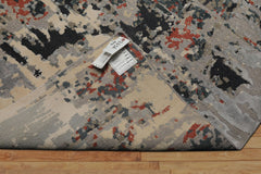 6x9 Gray, Charcoal, Rust Color Hand Knotted Sherpa Wool Modern Oriental Rug