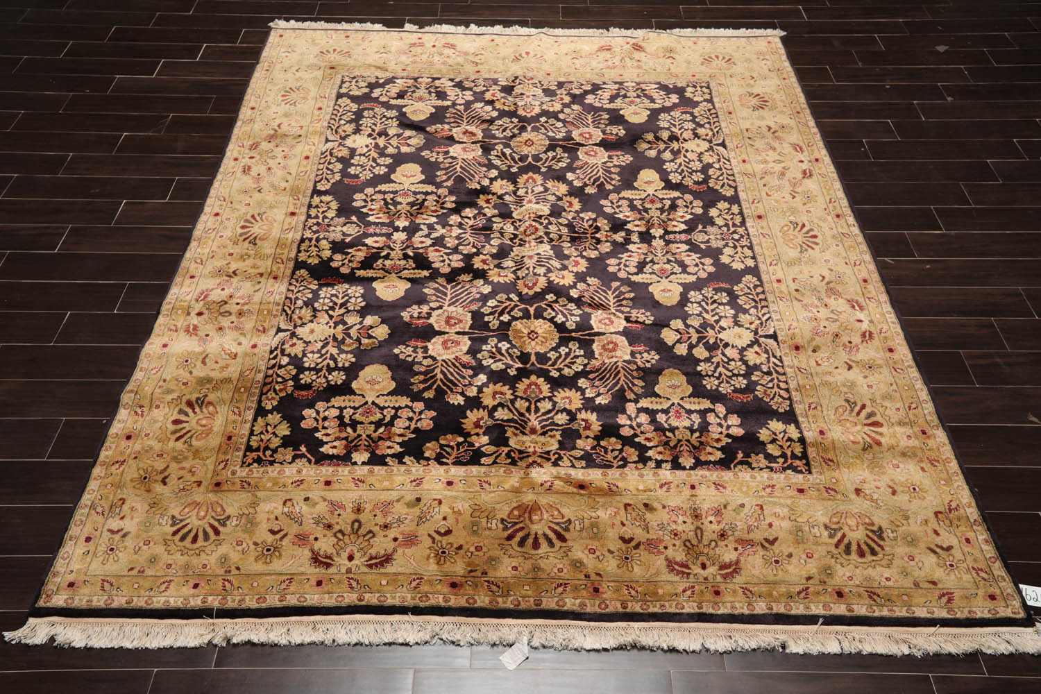8x10 Dark Chocolate, Light Gold, Rose Color Hand Knotted All-Over 100% Wool Traditional Oriental Rug