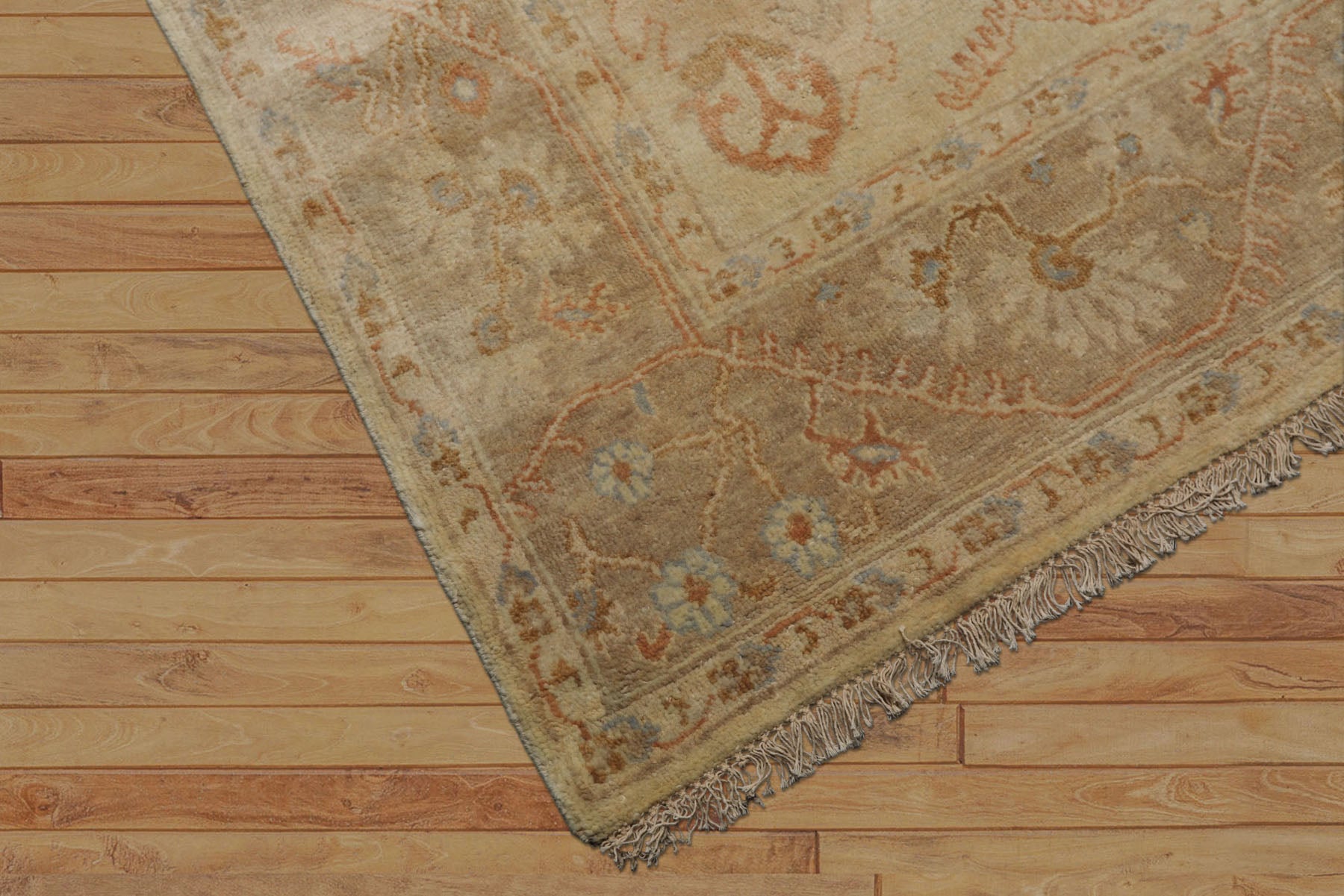 6x9 Beige, Tan, Rust Color Hand Knotted Oushak Wool Traditional Oriental Rug