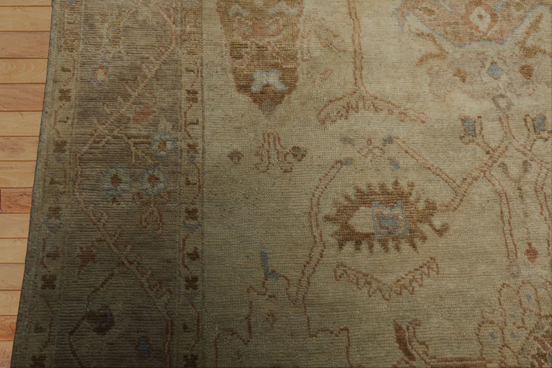 6x9 Beige, Tan, Rust Color Hand Knotted Oushak Wool Traditional Oriental Rug