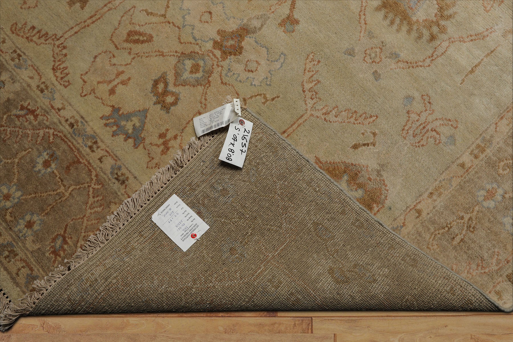 6x9 Beige, Tan, Rust Color Hand Knotted Oushak Wool Traditional Oriental Rug