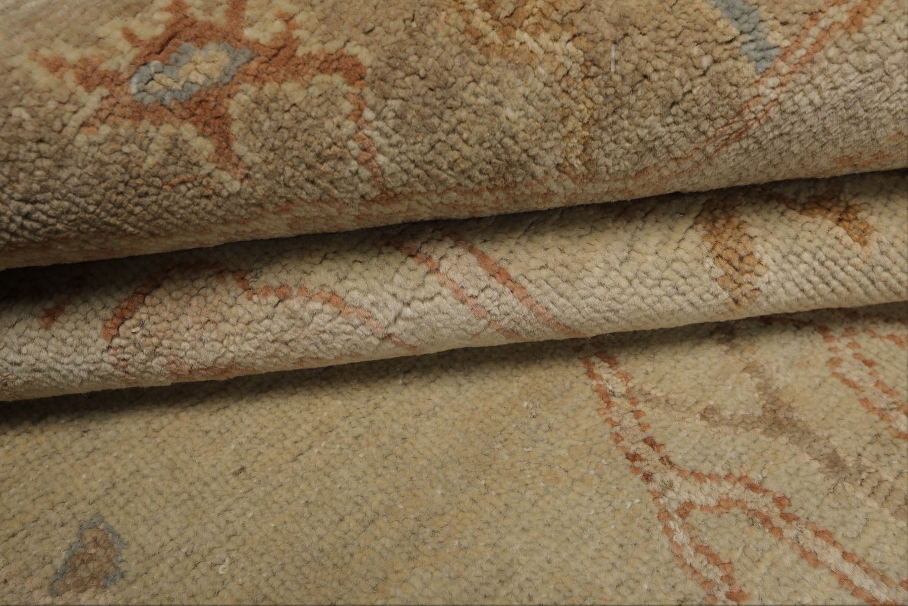 6x9 Beige, Tan, Rust Color Hand Knotted Oushak Wool Traditional Oriental Rug