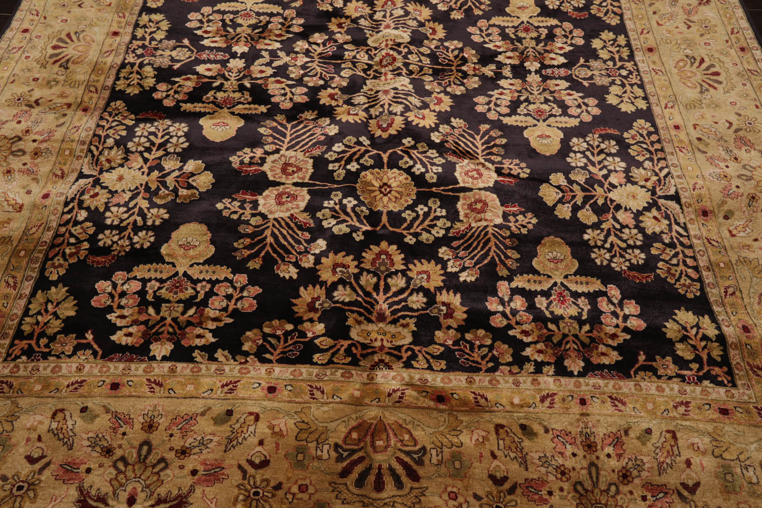 8x10 Dark Chocolate, Light Gold, Rose Color Hand Knotted All-Over 100% Wool Traditional Oriental Rug