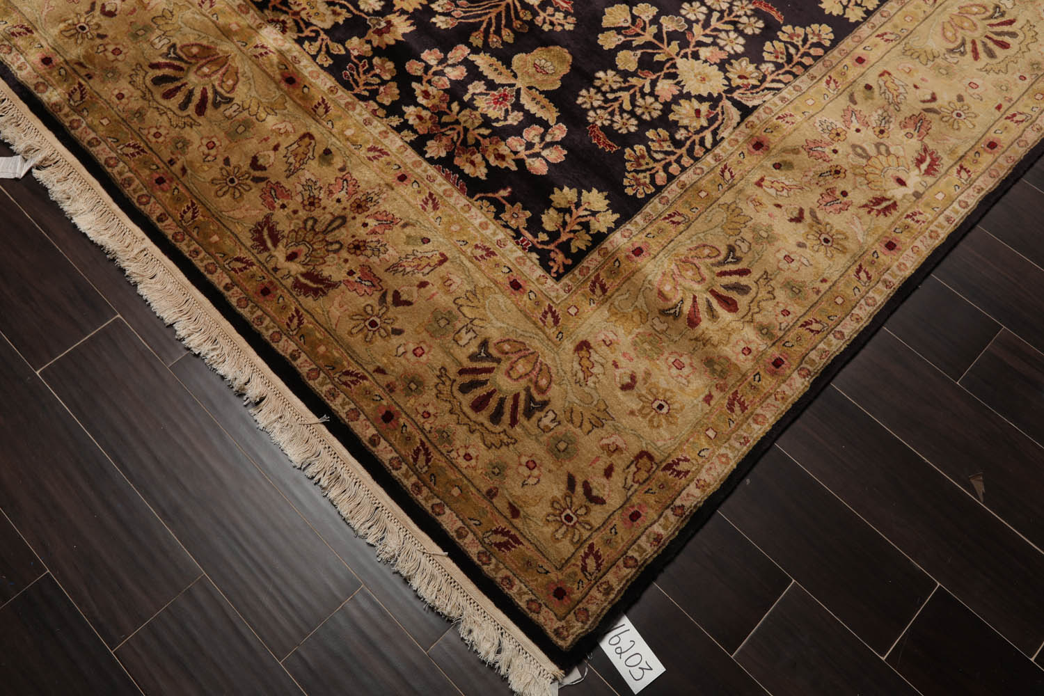 8x10 Dark Chocolate, Light Gold, Rose Color Hand Knotted All-Over 100% Wool Traditional Oriental Rug