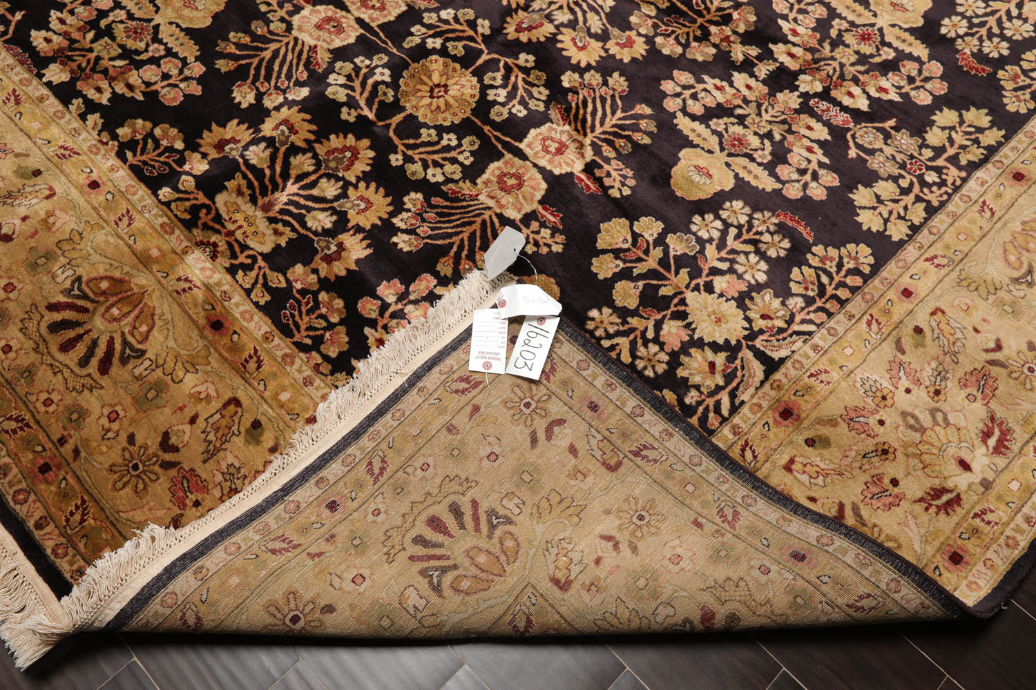 8x10 Dark Chocolate, Light Gold, Rose Color Hand Knotted All-Over 100% Wool Traditional Oriental Rug