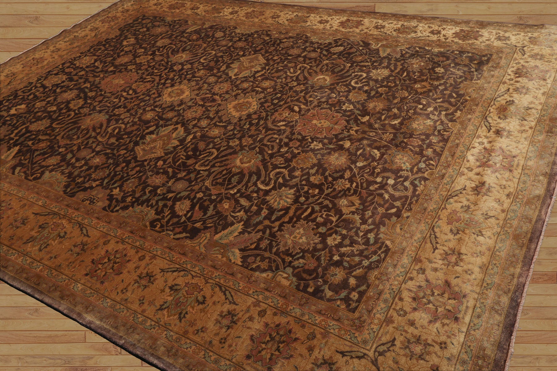 Geocron Chocolate Traditional Sarouk Hand Knotted Oriental Area Rug 300 KPSI 100% Wool 8'8"x11'4"