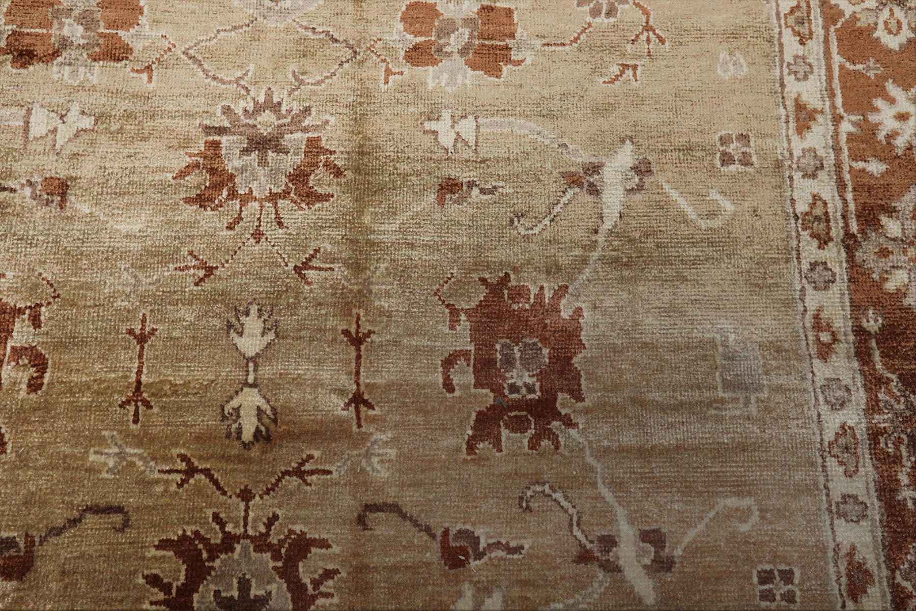 6x9 Tan, Burnt Orange, Beige Color Hand Knotted Oushak Bamboo Silk Traditional Oriental Rug