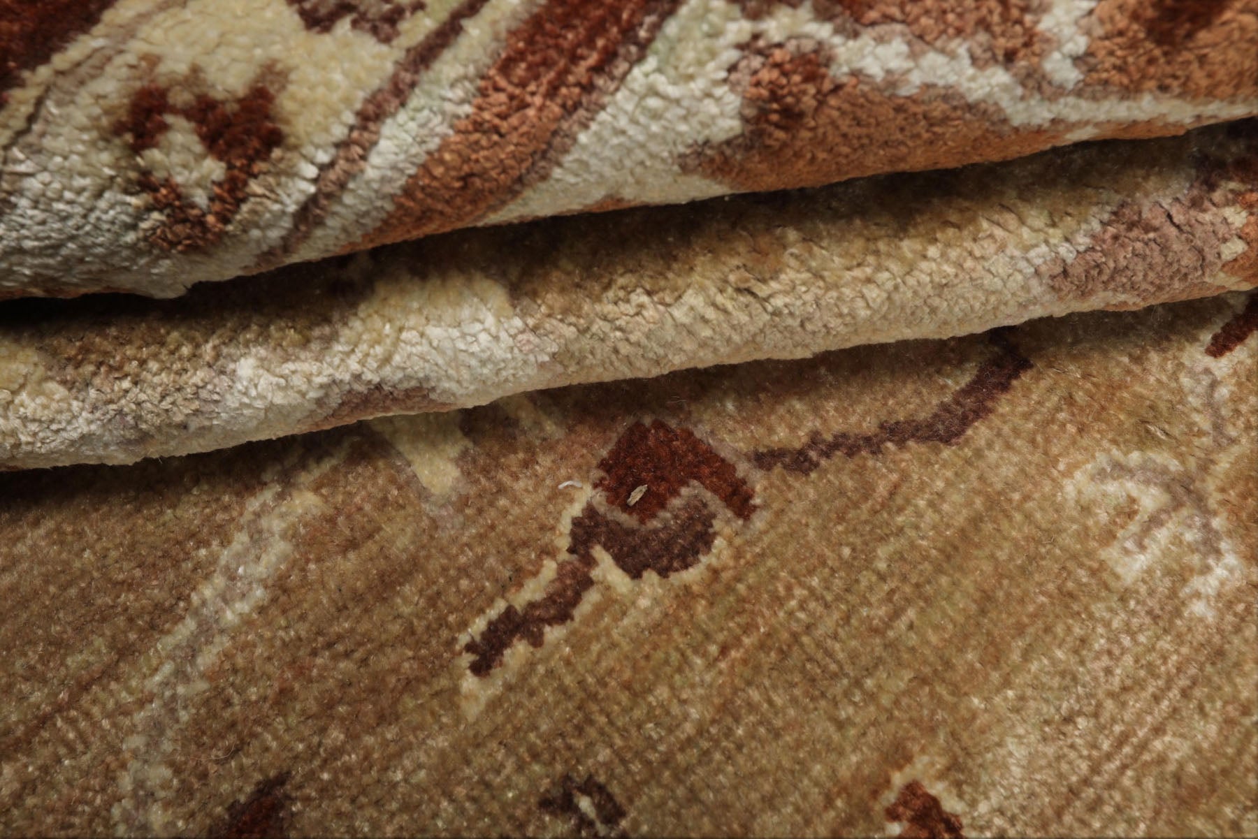 6x9 Tan, Burnt Orange, Beige Color Hand Knotted Oushak Bamboo Silk Traditional Oriental Rug