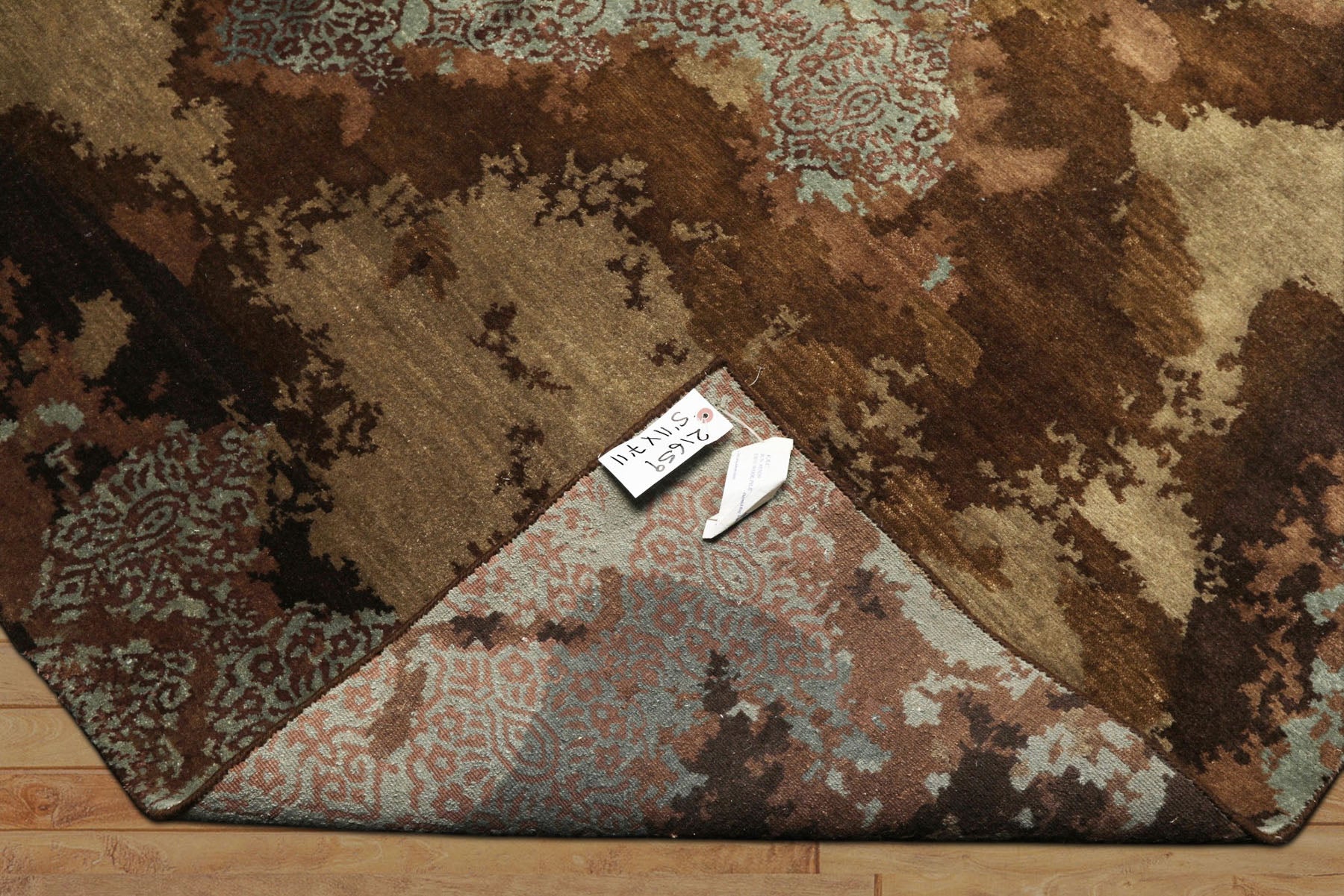 5x8 Brown, Blue, Teal Color Hand Knotted Sherpa Bamboo Silk & Wool Modern Oriental Rug
