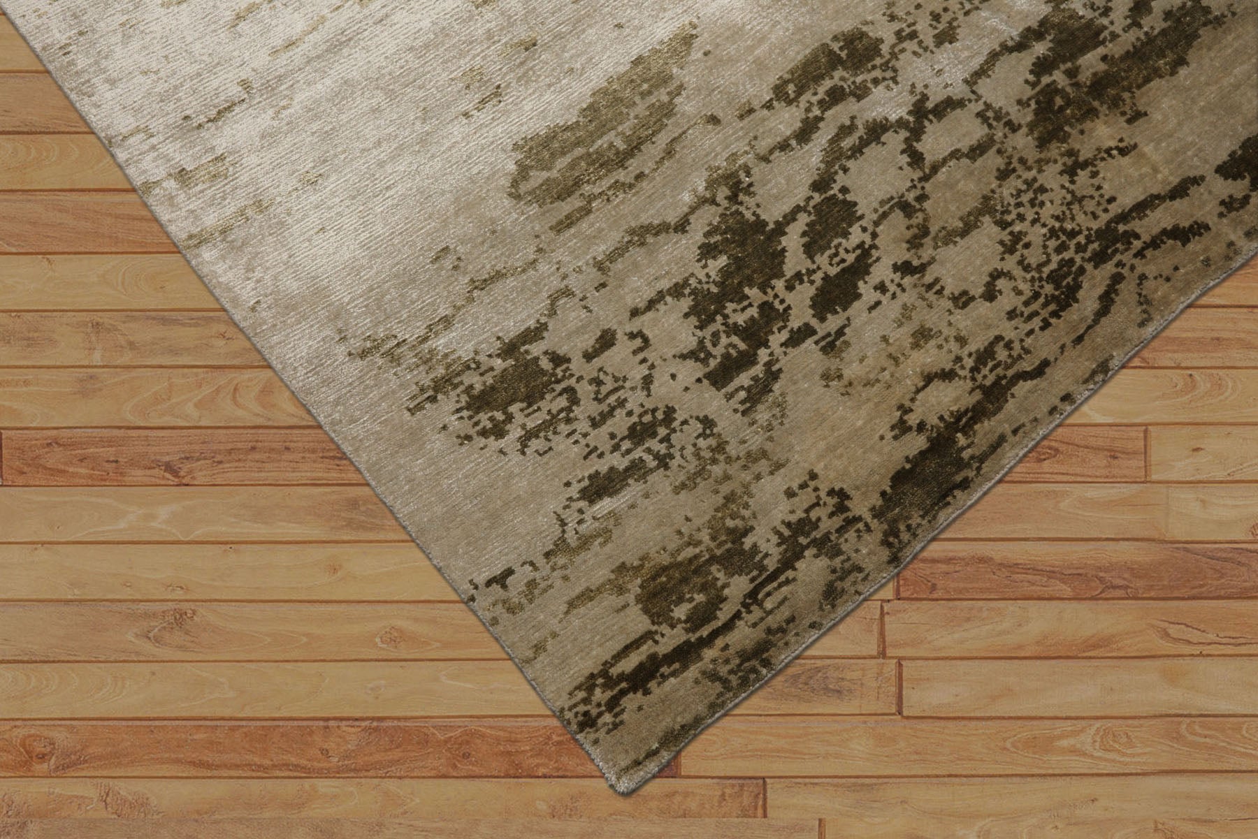 6x9 Beige, Tan, Olive Color Hand Knotted Sherpa Bamboo Silk Modern Oriental Rug