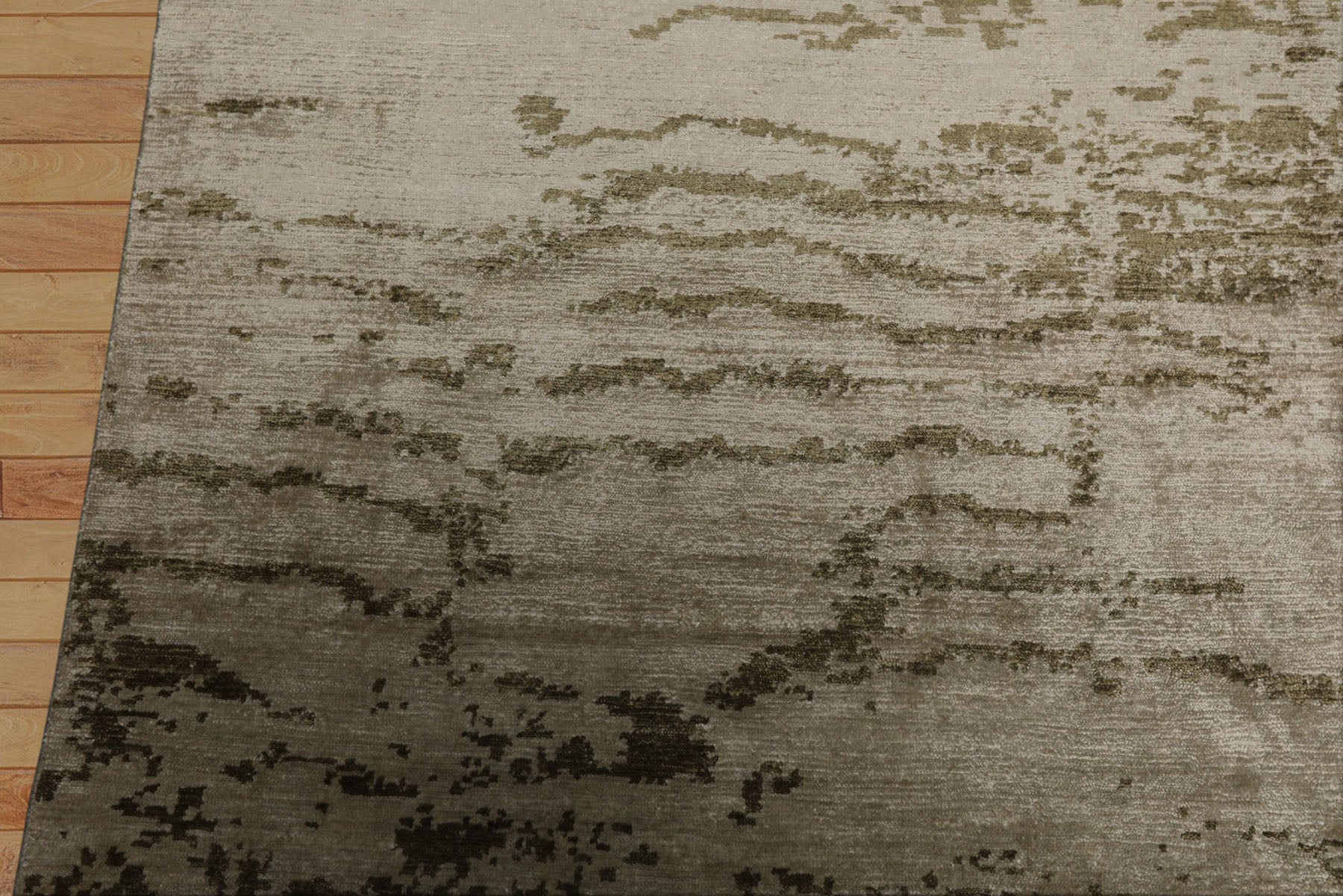 6x9 Beige, Tan, Olive Color Hand Knotted Sherpa Bamboo Silk Modern Oriental Rug