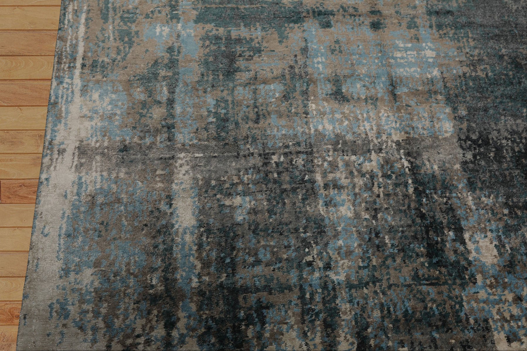 6x9 Beige, Taupe, Blue Color Hand Knotted Sherpa Bamboo Silk Modern Oriental Rug
