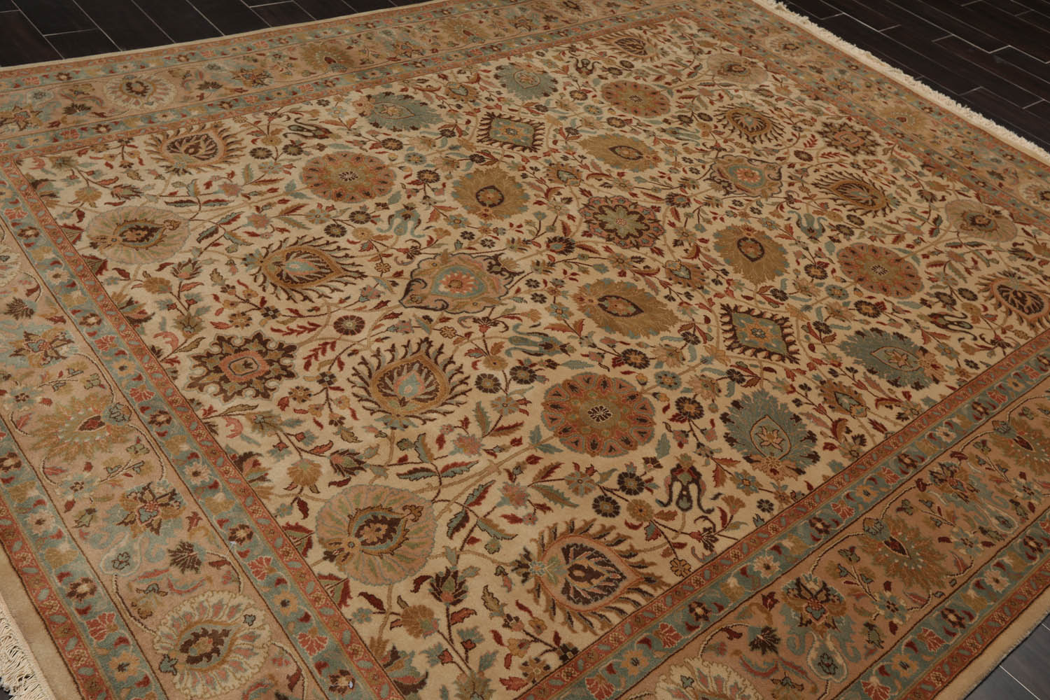 8x10 Beige, Tan, Peach Color Hand Knotted All-Over 100% Wool Traditional Oriental Rug