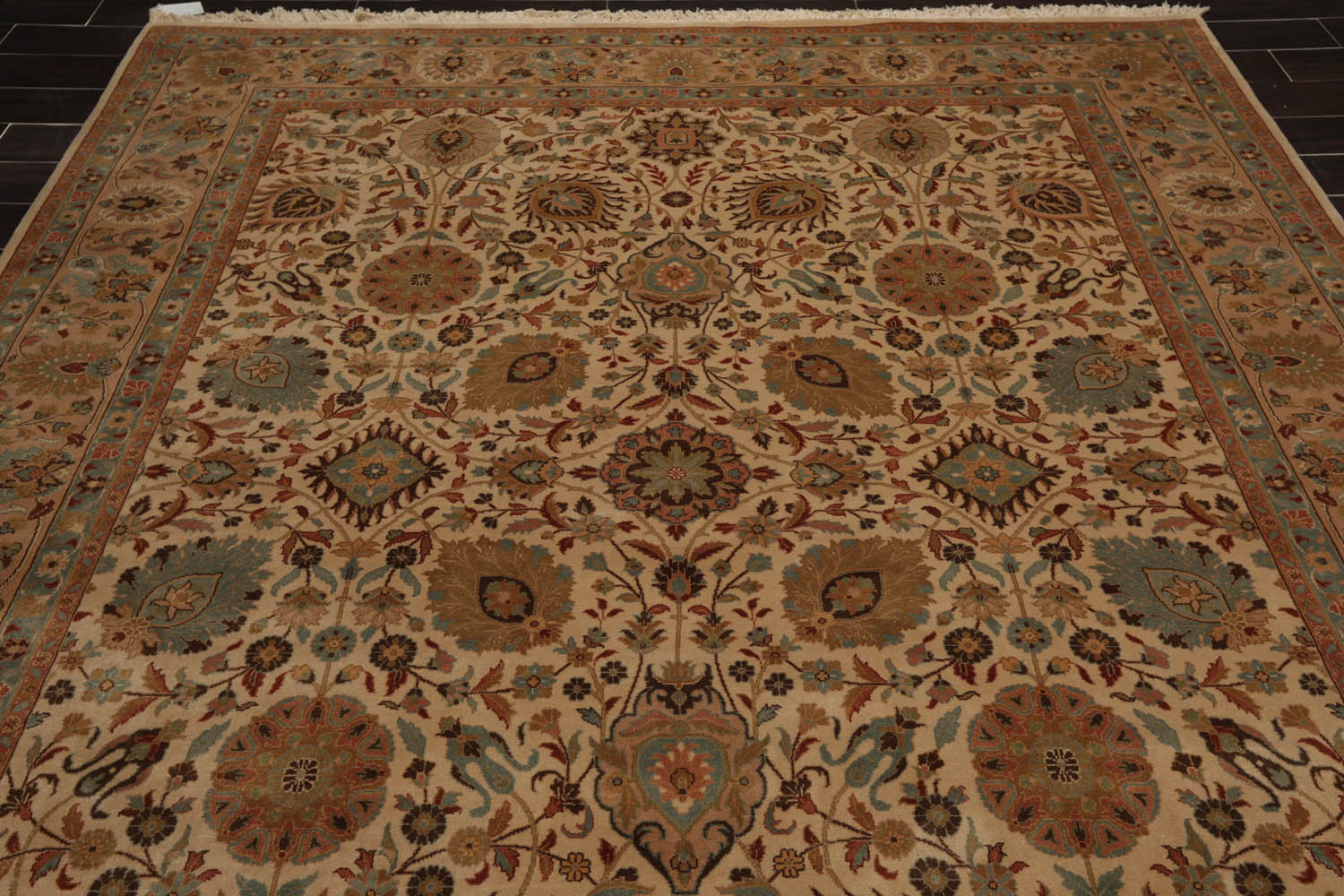 8x10 Beige, Tan, Peach Color Hand Knotted All-Over 100% Wool Traditional Oriental Rug
