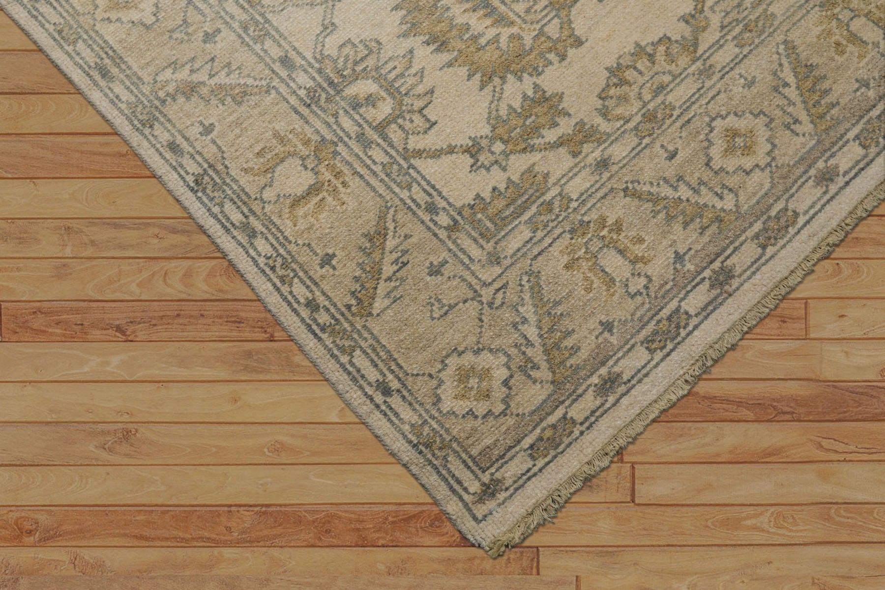 6x9 Beige, Slate, Brown Color Hand Knotted Oushak Wool Traditional Oriental Rug