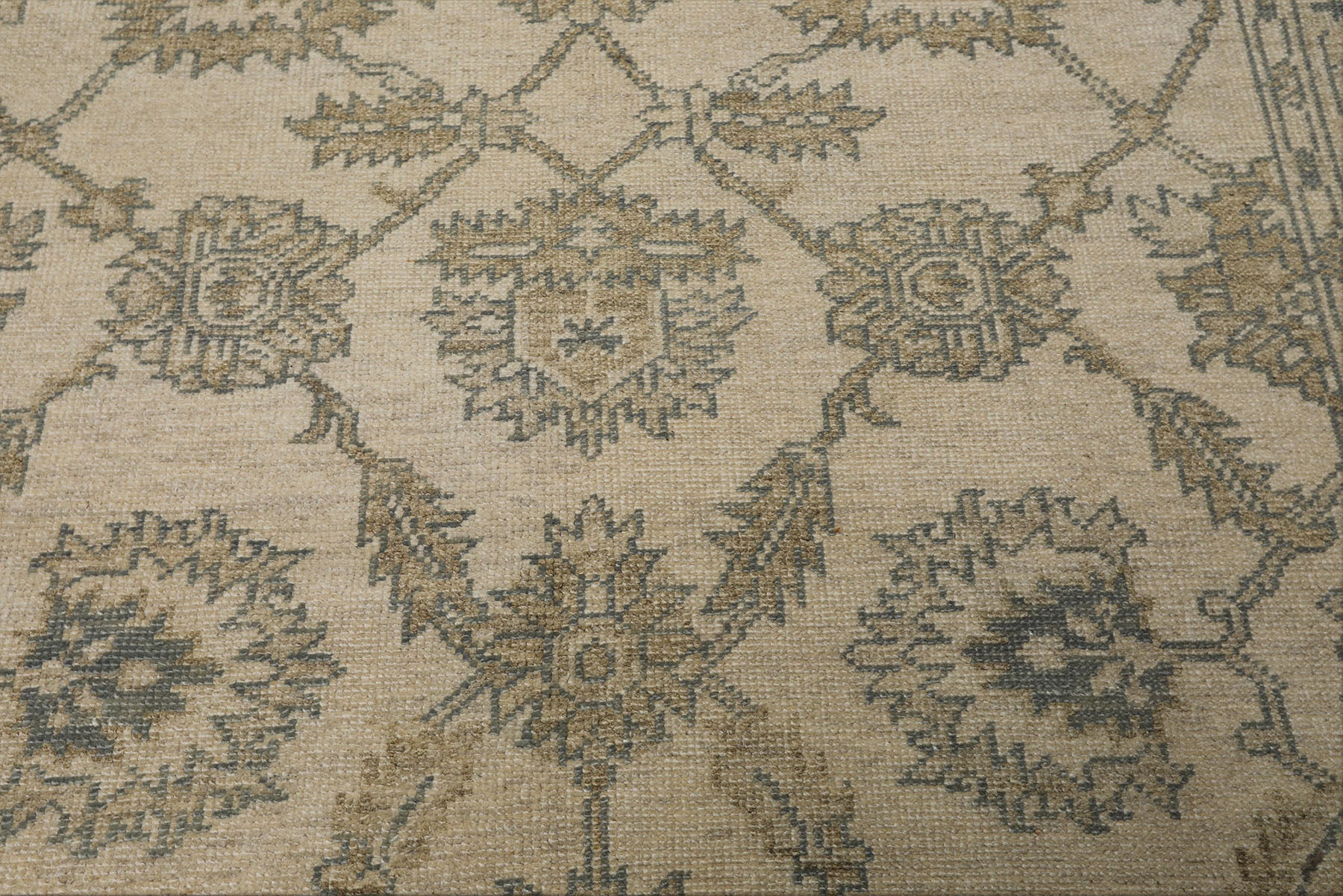 6x9 Beige, Slate, Brown Color Hand Knotted Oushak Wool Traditional Oriental Rug