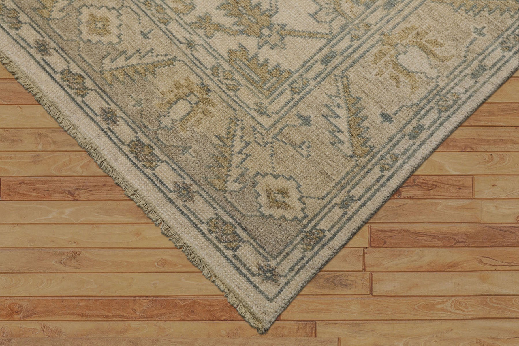 6x9 Beige, Slate, Brown Color Hand Knotted Oushak Wool Traditional Oriental Rug